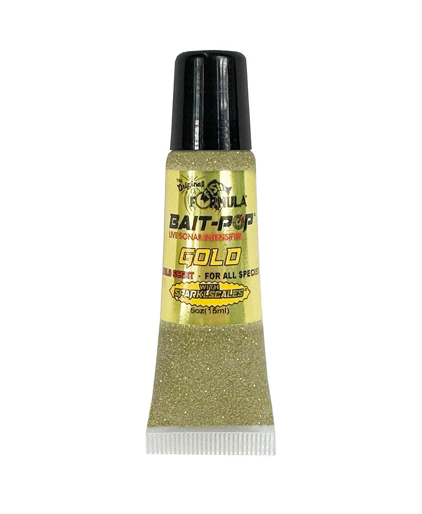 BAIT POP LIVE SONAR INTENSIFIER SCENTED FISH FORMULA WITH SPARKLE SCALES .5OZ TUBE