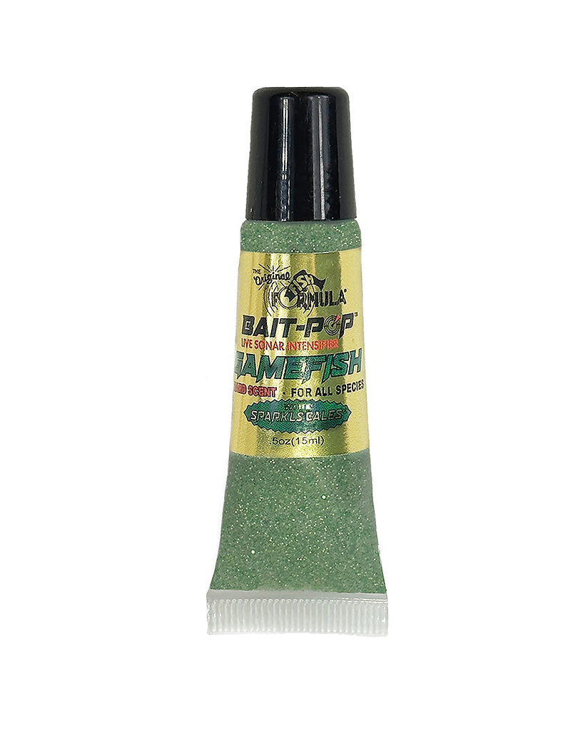 BAIT POP LIVE SONAR INTENSIFIER SCENTED FISH FORMULA WITH SPARKLE SCALES .5OZ TUBE