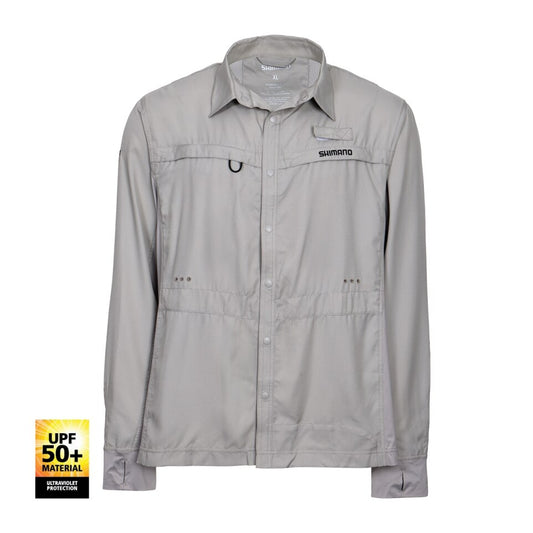 SHIMANO PRO VENTED LONG SLEEVE FISHING SHIRT - PALOMA GREY [SZ:XXX-LARGE]
