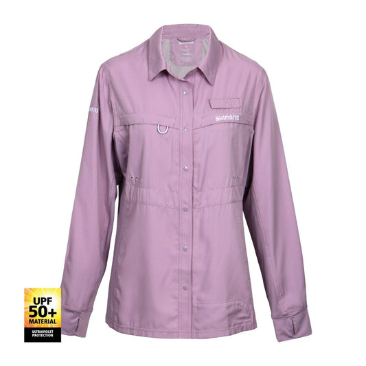 SHIMANO PRO VENTED WOMENS LONG SLEEVE FISHING SHIRT - ORCHID HUSH [SZ:18]