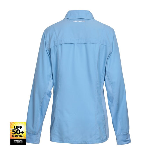 SHIMANO PRO VENTED WOMENS LONG SLEEVE FISHING SHIRT - SKY BLUE [SZ:18]